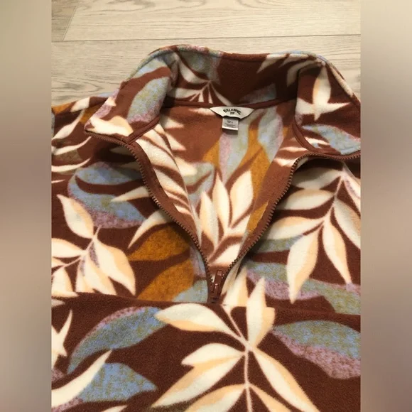 Billabong Casual Fling Half Zip Polar Fleece Sweater Brown women’s L - Picture 6 of 11